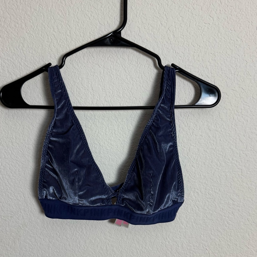 PINK Victoria's Secret Navy Velvet Bralette